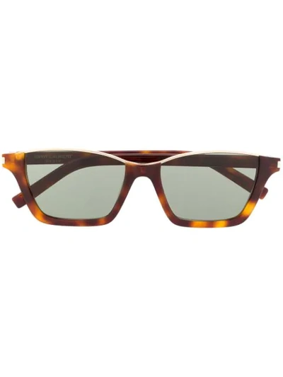 Shop Saint Laurent Dylan Rectangular-frame Sunglasses In Brown