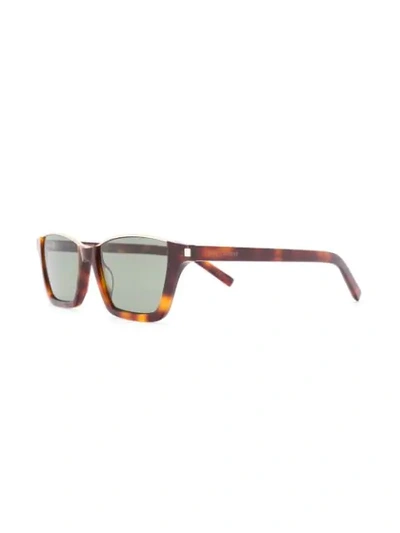 Shop Saint Laurent Dylan Rectangular-frame Sunglasses In Brown