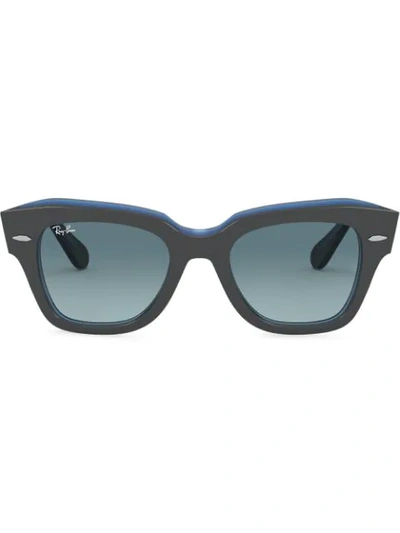 Shop Ray Ban Rb2186 State Street Square-frame Sunglasses In Grey