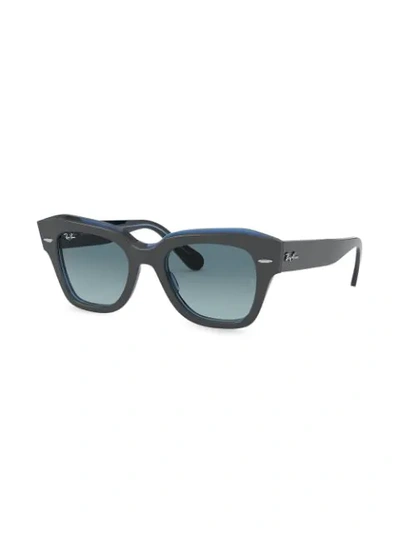 Shop Ray Ban Rb2186 State Street Square-frame Sunglasses In Grey