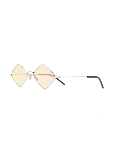 Shop Saint Laurent Diamond Frames Sunglasses In Silver
