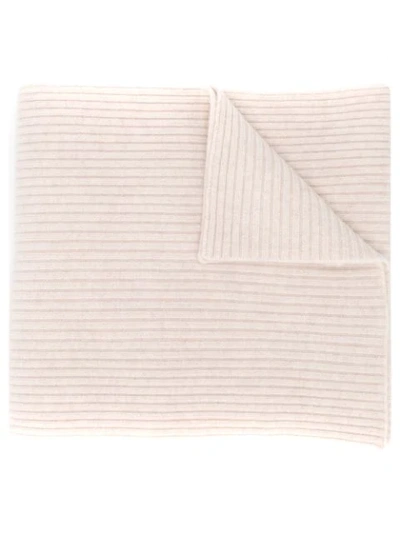 Shop N•peal Short Ribbed Scarf In Neutrals