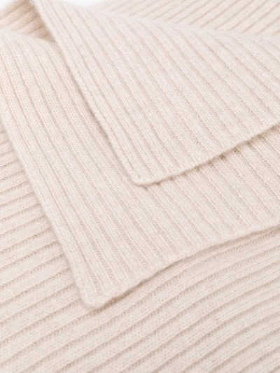 Shop N•peal Short Ribbed Scarf In Neutrals