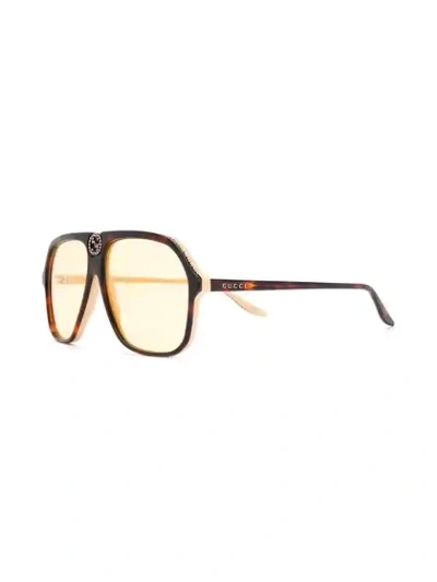 Shop Gucci Retro Oversize-frame Sunglasses In Brown