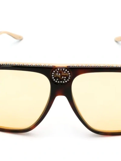 Shop Gucci Retro Oversize-frame Sunglasses In Brown