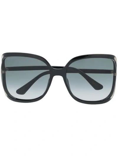 Shop Jimmy Choo Tilda Oversized Frame Sunglasses In Black