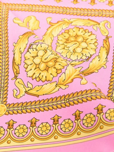 Shop Versace Baroque-print Silk Scarf In Pink