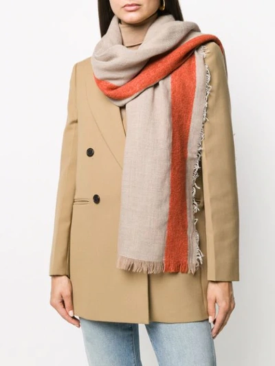 Shop Altea Fine-knit Stripe-print Scarf In Orange