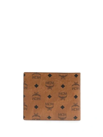 Mcm Small Monogram-print Bi-fold Wallet In Brown
