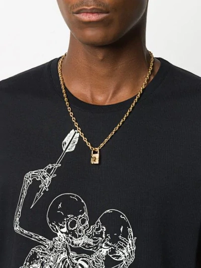 Shop Emanuele Bicocchi Skull-padlock Charm Necklace In Gold