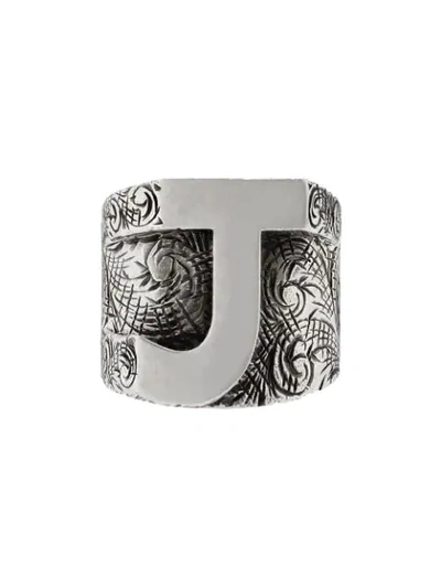 Shop Gucci J Letter Ring In Silver