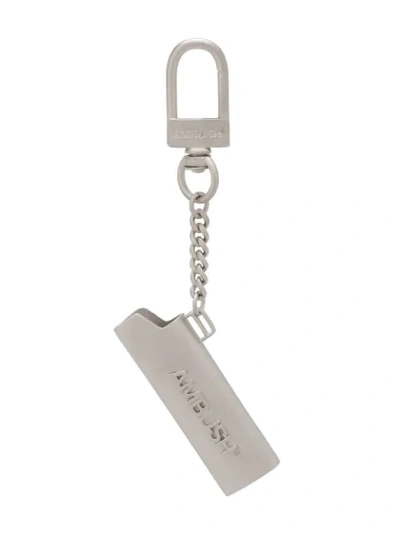 Shop Ambush Logo Lighter Case Keychain In Silver