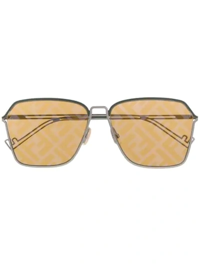 Shop Fendi Ff Square-frame Sunglasses In Silver