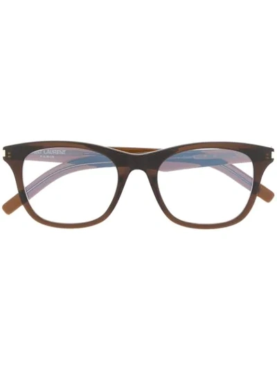 Shop Saint Laurent Sl286 Round Glasses In Brown