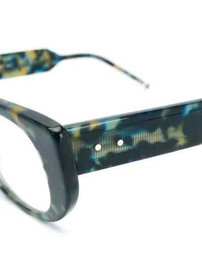 Shop Thom Browne Rectangular Frame Glasses In Blue