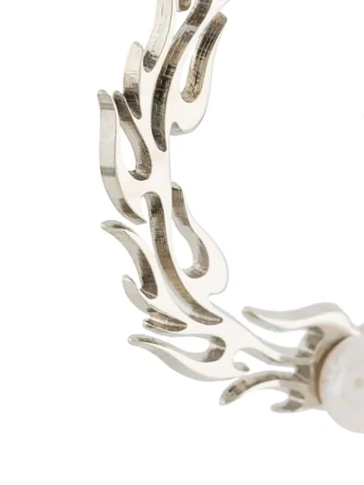 Shop Misbhv Logo Plaque Hoop Earrings In Silver