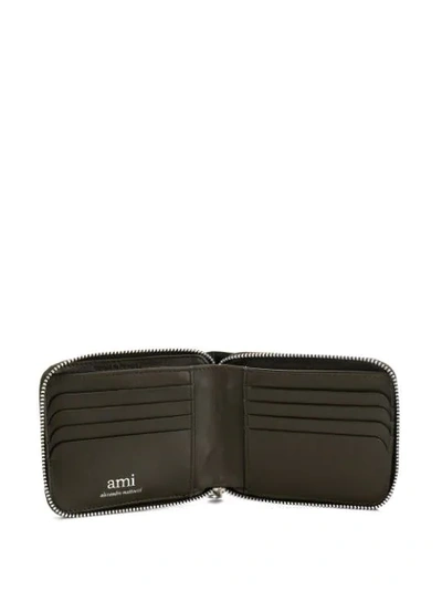 Shop Ami Alexandre Mattiussi Ami De Coeur Puller Small Zipped Wallet In Green