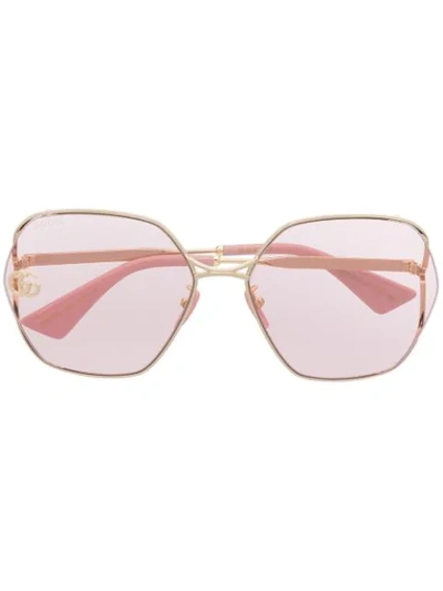 Shop Gucci Fork Square-frame Sunglasses In Pink