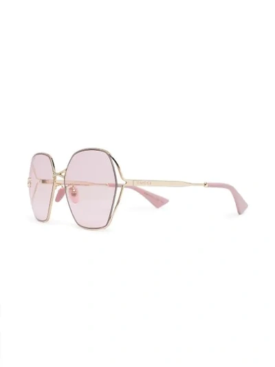 Shop Gucci Fork Square-frame Sunglasses In Pink