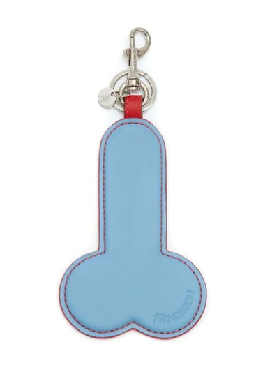 Shop Jw Anderson Calf Leather Phallic Keyring In Red