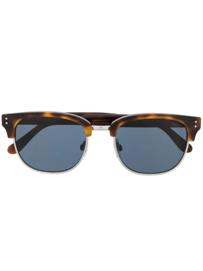 Shop Polo Ralph Lauren Half-frame Tinted Tortoiseshell Sunglasses In Brown