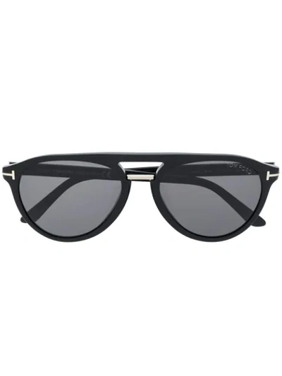 Shop Tom Ford Burton Pilot Frame Sunglasses In Black