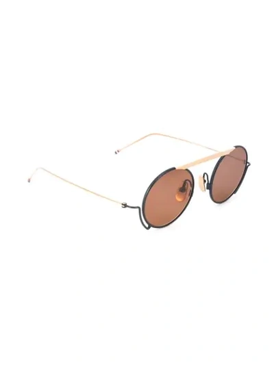 Shop Thom Browne Tb111 Round-frame Sunglasses In Gold