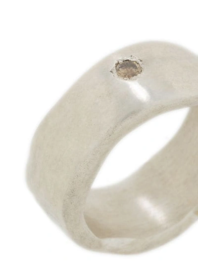 Shop Rosa Maria Diamond-embellished Hammered Band Ring In Silver