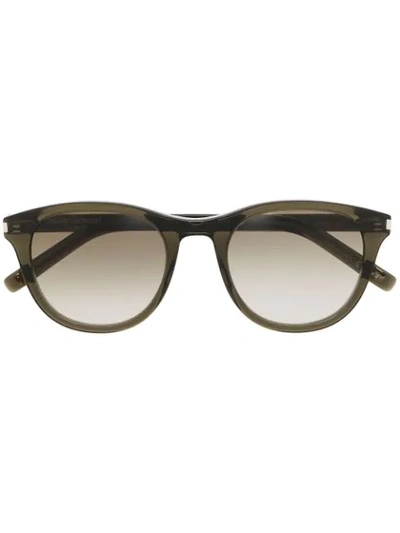 Shop Saint Laurent Sl401 Round Frame Glasses In Green