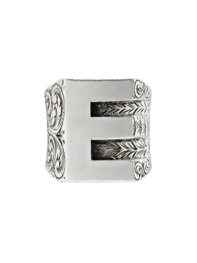 Shop Gucci E Letter Ring In Silver