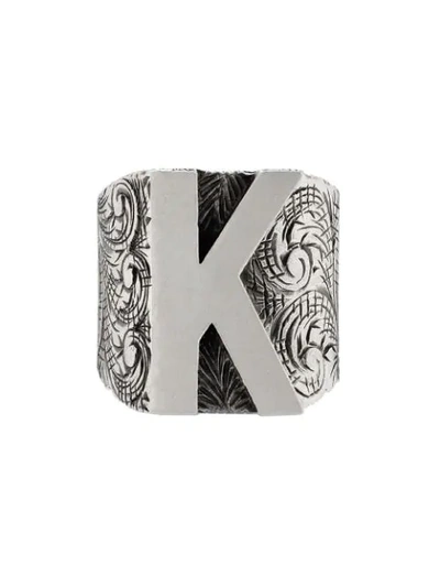 Shop Gucci K Letter Ring In Silver