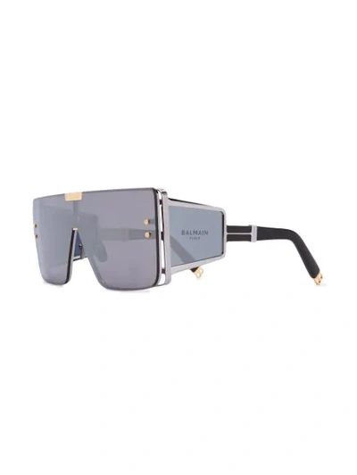 Shop Balmain Wonder Boy Oversized Frame Sunglasses In Grey