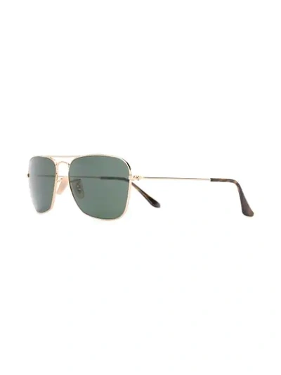 Shop Ray Ban Aviator Frame Sunglasses In Gold