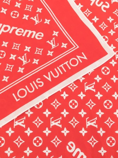 Pre-owned Louis Vuitton X Supreme 经典logo围巾（典藏款） In Red