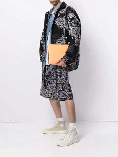 Comme Des Garçons Colour-block Zip-up Wallet In Orange