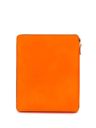 Shop Comme Des Garçons Colour-block Zip-up Wallet In Orange