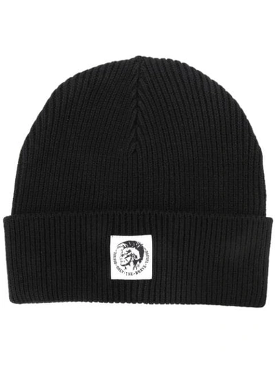 Shop Diesel Slogan Beanie In Black