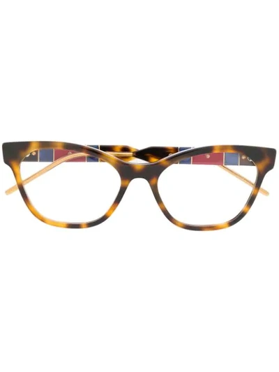 Shop Gucci Interlocking Gg Rectangular-frame Glasses In Brown