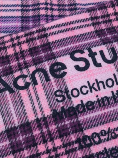 Shop Acne Studios Checked Logo Scarf In Pink