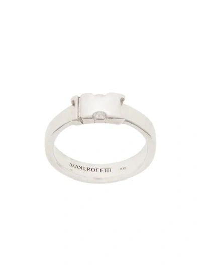 Shop Alan Crocetti Buckle Detail Ring In Silver