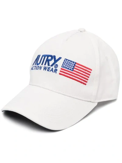 Shop Autry Logo Embroidered Baseball Cap In White