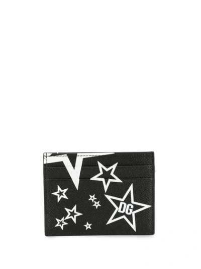 Shop Dolce & Gabbana Star Print Cardholder In Black