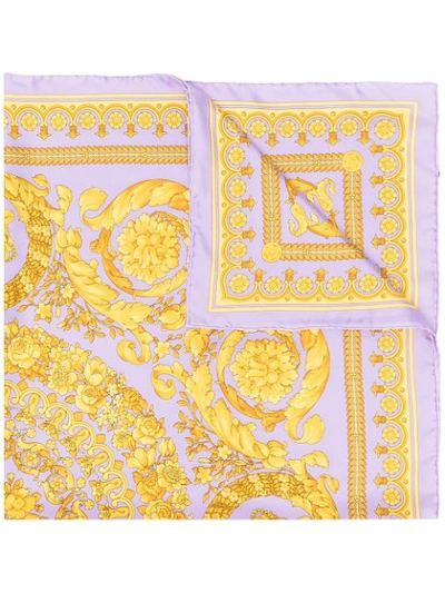 Shop Versace Baroque-print Scarf In Purple