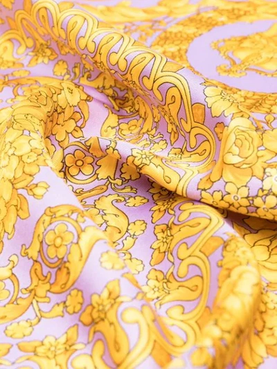 Shop Versace Baroque-print Scarf In Purple
