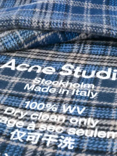 Shop Acne Studios Checked Logo-print Scarf In Blue