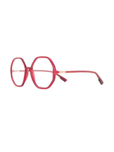 Shop Dior Hexagonal Unisex Optical Glasses In Red