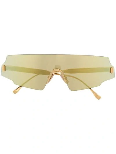 Shop Fendi Forceful Mask Sunglasses In Gold