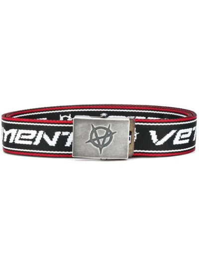 Shop Vetements Embroidered Logo Cotton Belt In Black