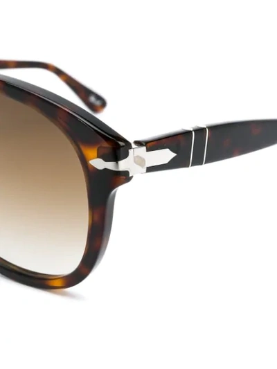 Shop Persol Tortoiseshell Round-frame Sunglasses In Brown