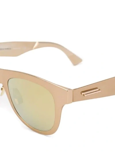 Shop Bottega Veneta Ribbon Detail D-frame Sunglasses In Gold